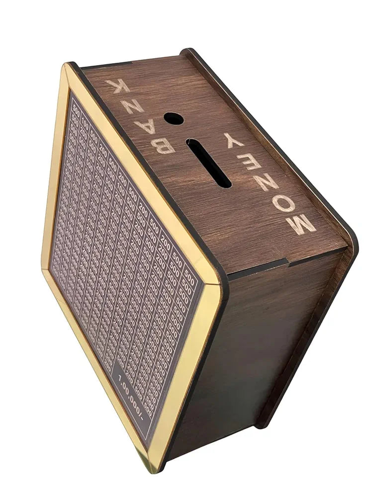COOKVITA Wooden Money Saving Box | Cash Saver Money Box with Counting Target | 1,00,000 Savings Challenge Piggy Bank | Coin & Cash Bank for Boys, Girls and Adult | Durable & Eco-Friendly| Modern