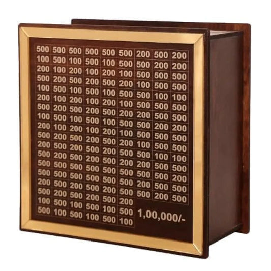 COOKVITA Wooden Money Saving Box | Cash Saver Money Box with Counting Target | 1,00,000 Savings Challenge Piggy Bank | Coin & Cash Bank for Boys, Girls and Adult | Durable & Eco-Friendly| Modern